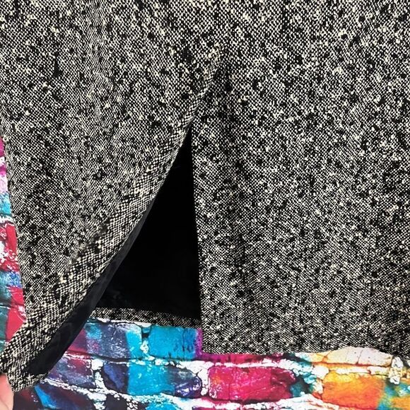 Vintage Talbots Sz 12 Tweed Black Cream Italian Wool Blend Midi Skirt - Picture 3 of 8